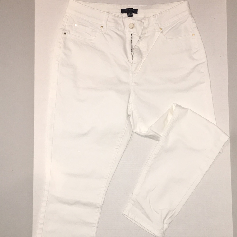 Ann Taylor The Skinny Curvy Fit White Denim Pants | Size 10